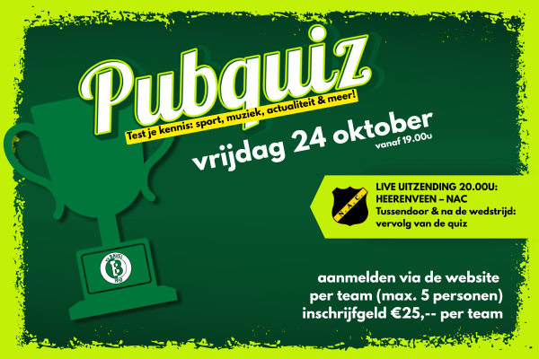 Pubquiz & Avondje NAC in de kantine